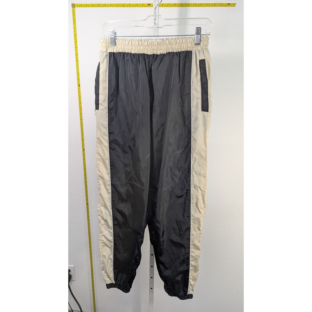Blood Brother Mens Nylon Track Pants Black Cream Colorblock Joggers Size M